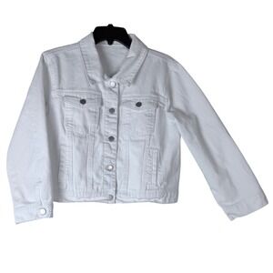 HME Womens Classic Denim Jacket White XL Button Front Trucker Style